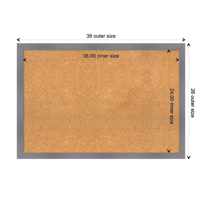 Edwin Grey Wood Framed Natural Corkboard Bulletin Board - Board Size 36x24