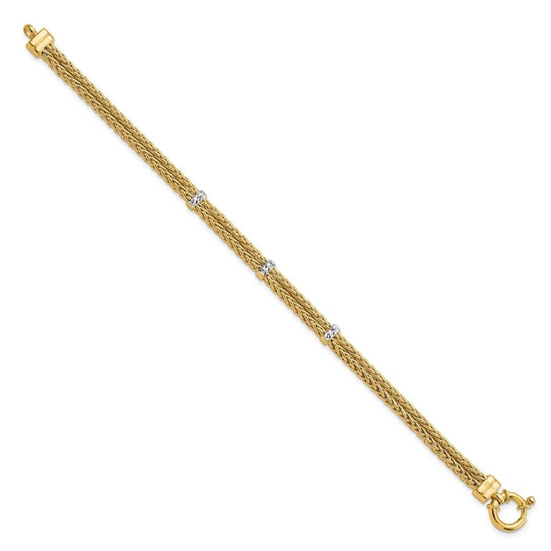 Curata 14k Gold Polished Double Wheat Chain Bracelet 7.5 Inch