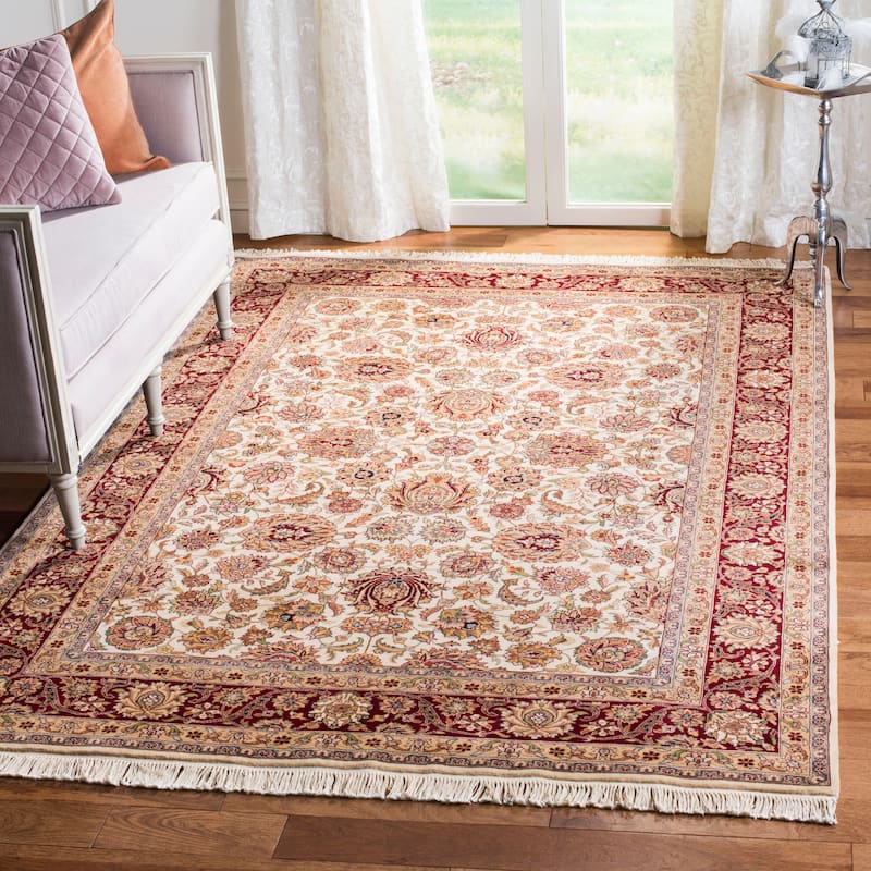SAFAVIEH Couture Hand-Knotted Royal Kerman Mandita Ivory / Red - 6' x 9' - Ivory/Red
