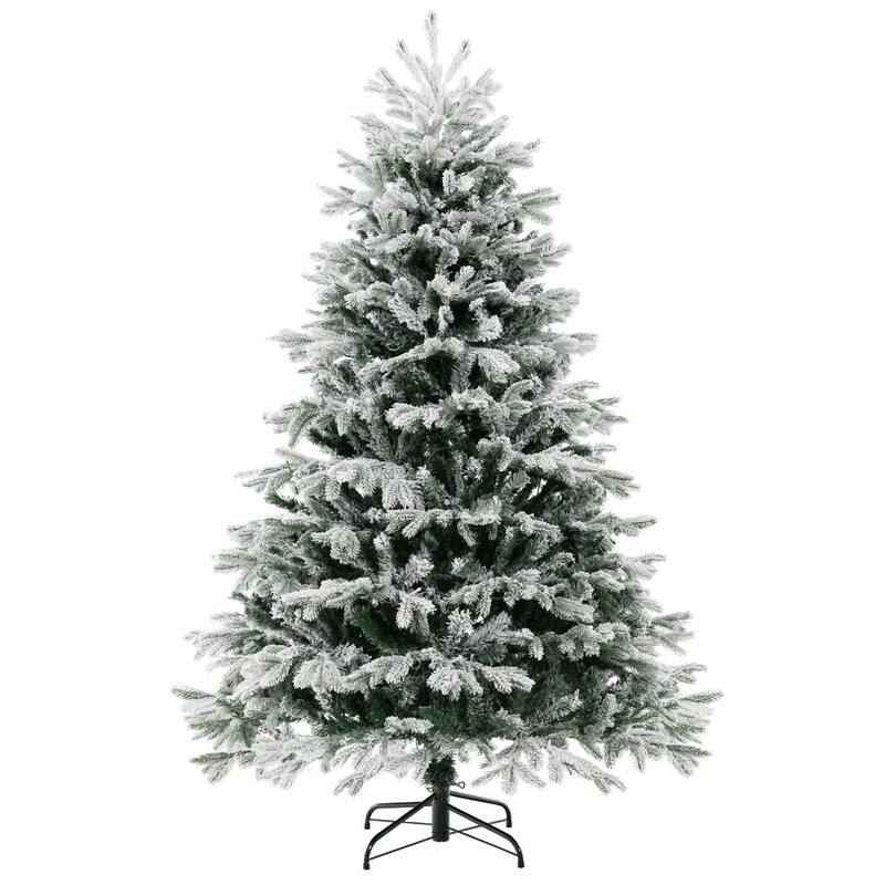 Costway 4.5 FT/6FT/7FT Pre-Lit Christmas Tree Snow Flocked Hinged Xmas