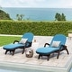 preview thumbnail 23 of 31, Waverly Faux Wicker Chaise Lounges (Set of 2) by Christopher Knight Home Dark Brown + Blue