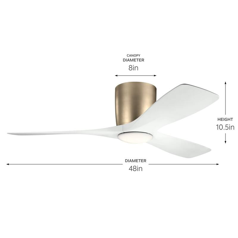 48 Inch Volos 3 Blade Indoor Ceiling Fan in Champagne Bronze with Matte White Blades