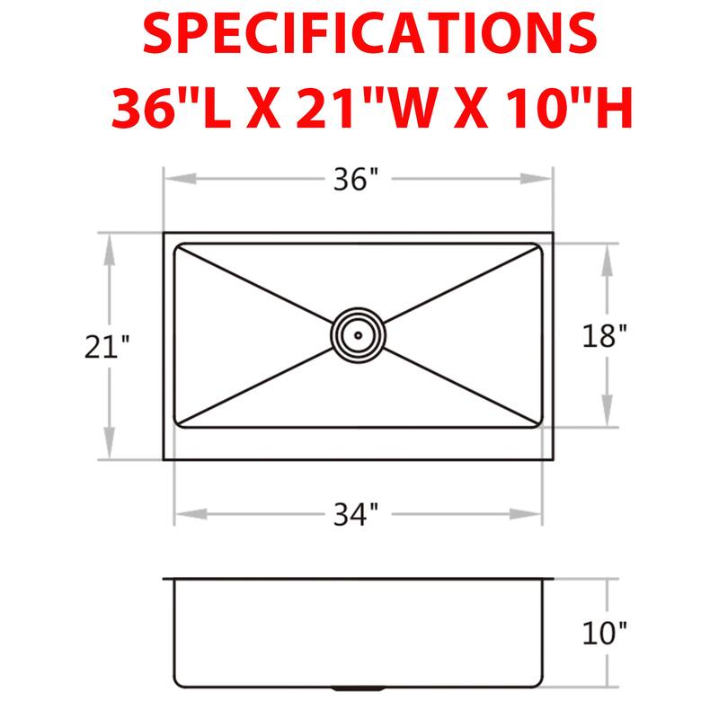 CB HOME 33"/36'' PRO Undermount Stainless Steel Kitchen Sink ,Single Bowl Farmhouse Sink with Front Flat Apron