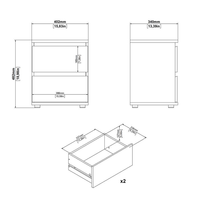 Porch & Den Aurora 2 Drawer Nightstand, Jackson Hickory