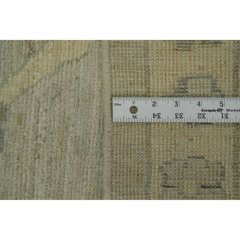 Vegetable Dye Wool Oushak Turkish Large Rug, Floral Geometric Carpet - 14' 3'' X 12' 2''