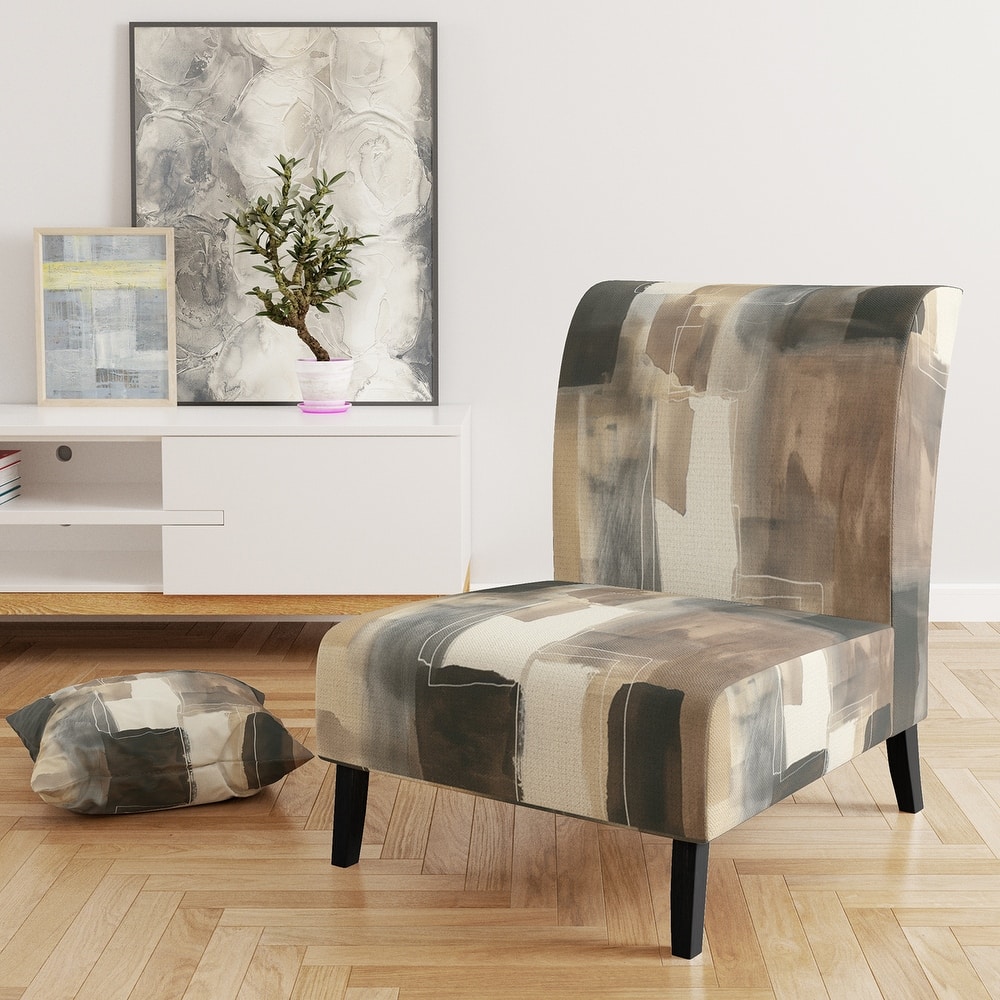 Designart "Glam Dancing Shape I" Upholstered Abstract Accent Chair - Modern Arm Chair For Living Room