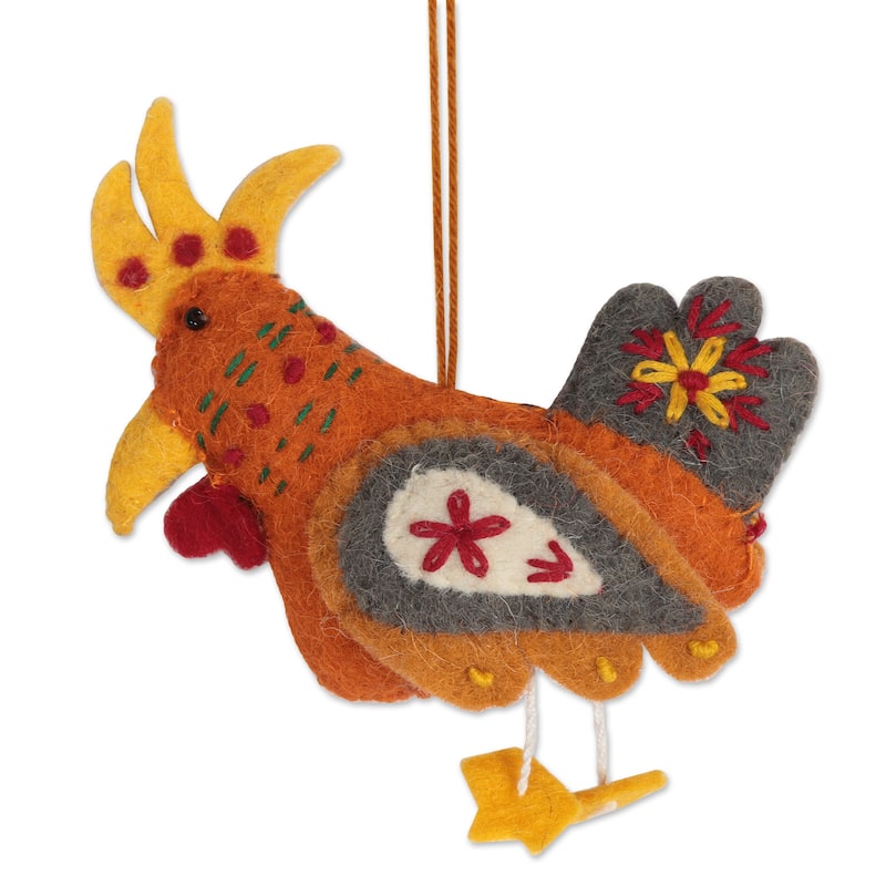 Novica Handmade Three French Hens Felted Wool Ornaments