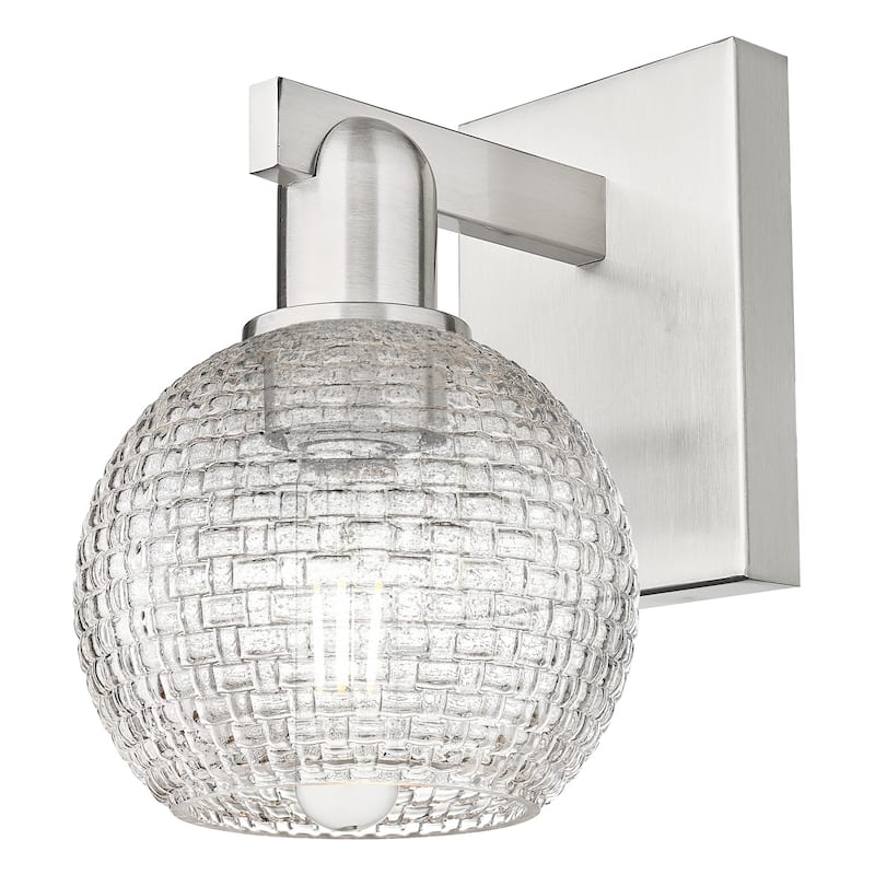 Innovations Lighting 716-1W-10-6 Athens Sconce Athens 10" Tall Wall - Brushed Satin Nickel / Clear Basketweave