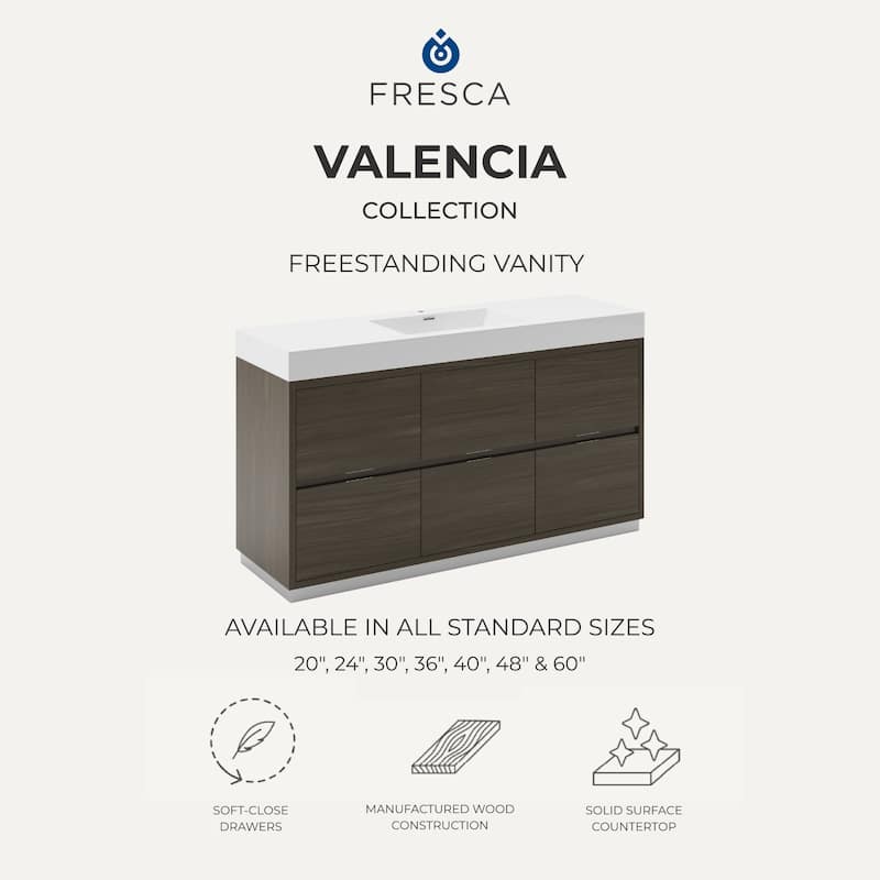 Fresca Senza 24" Single Vanity Set with Wood Cabinet and Acrylic