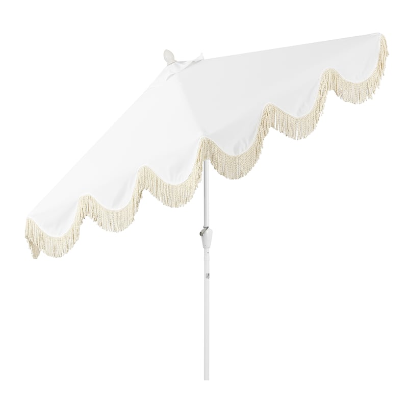 9ft Tassel Patio Umbrella Auto-Tilt, Crank , by JONATHAN Y