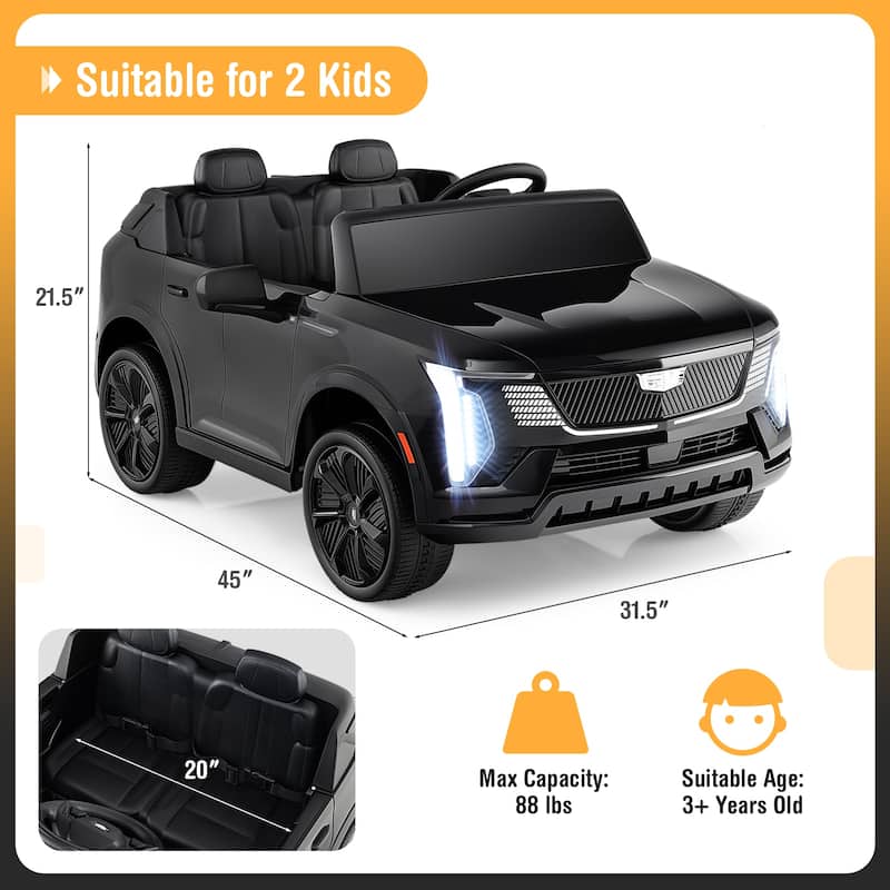 24V 2-Seater Ride On Car with Remote Control Music Lights USB and Dual 65W Motors for Kids - 31.5" (L) x 45" (W) x 21.5" (H)