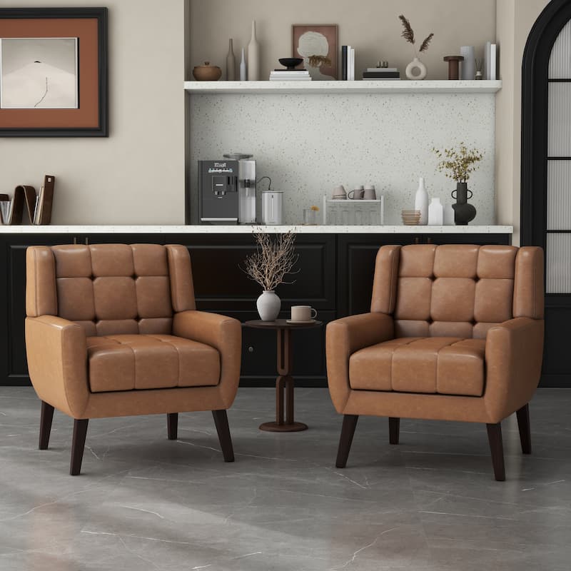 Set of 2 Tufted Upholstered Accent Armchair