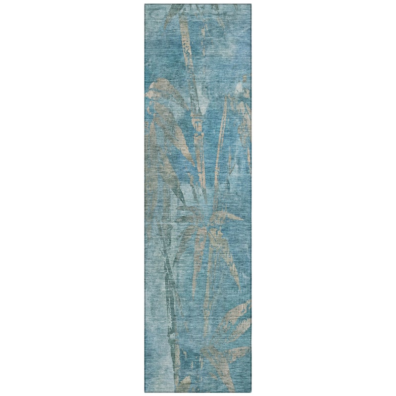 Machine Washable Indoor/ Outdoor Modern Floral Chantille Rug