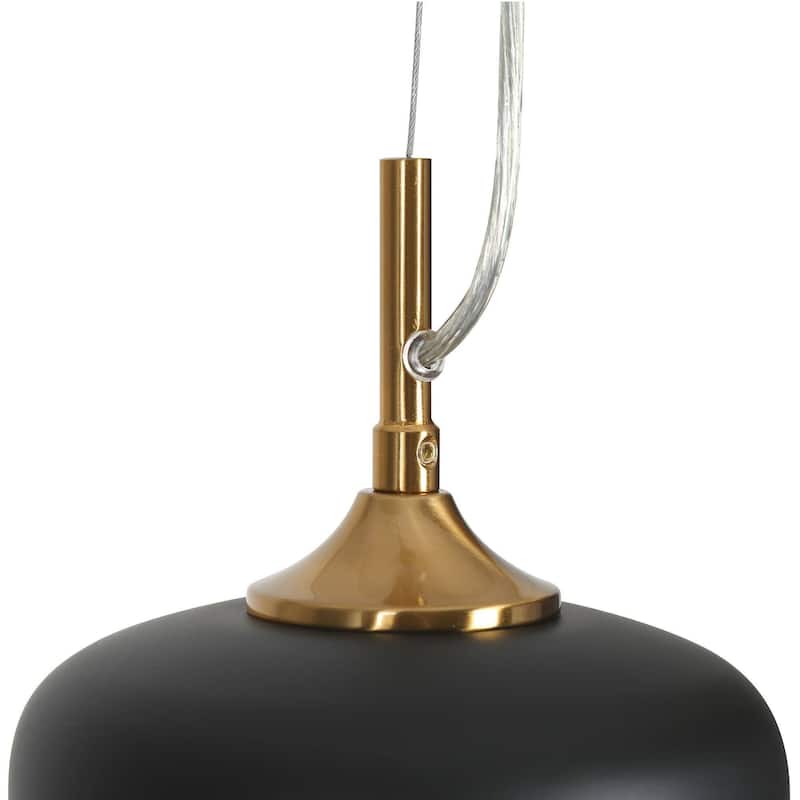 Modern Farmhouse Black Gold 1-Light Pendant Light Dome Island Lights for Dining Room