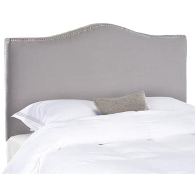 SAFAVIEH Ashlee Arctic Grey Upholstered Headboard - Silver Nailhead (King)