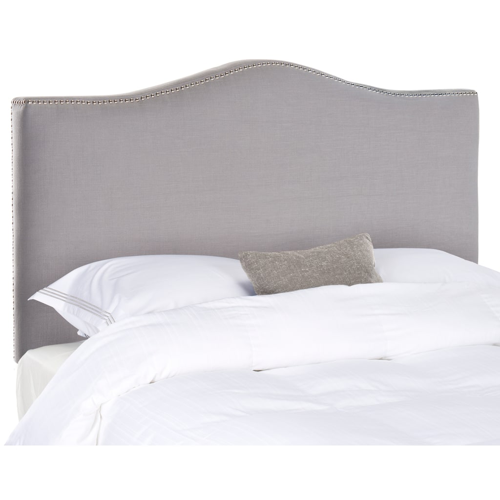 SAFAVIEH Ashlee Arctic Grey Upholstered Headboard - Silver Nailhead (King)