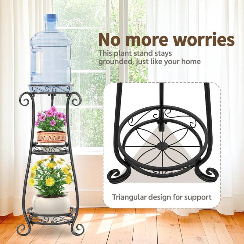 3 Tier Black Metal Plant Stand - 14"D x 14"W x 34"H