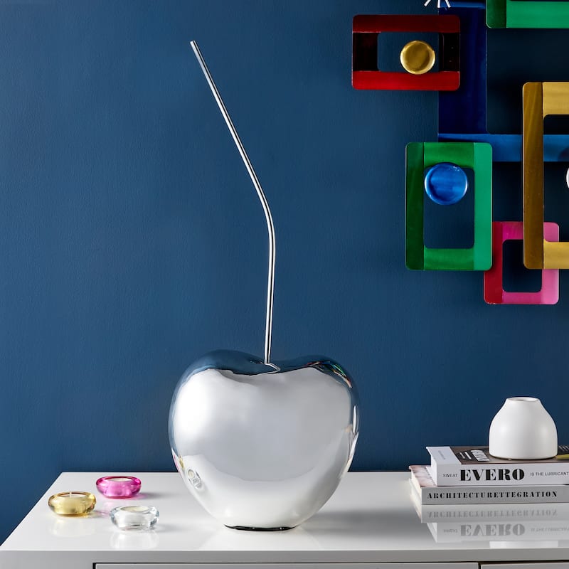 Cherry Resin Handmade Sculpture - Chrome