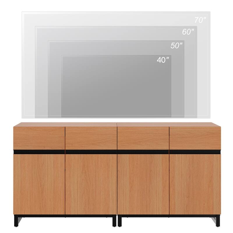 WAMPAT Modern TV Stand with Storage Cabinets for Living Room,Bedroom,Brown