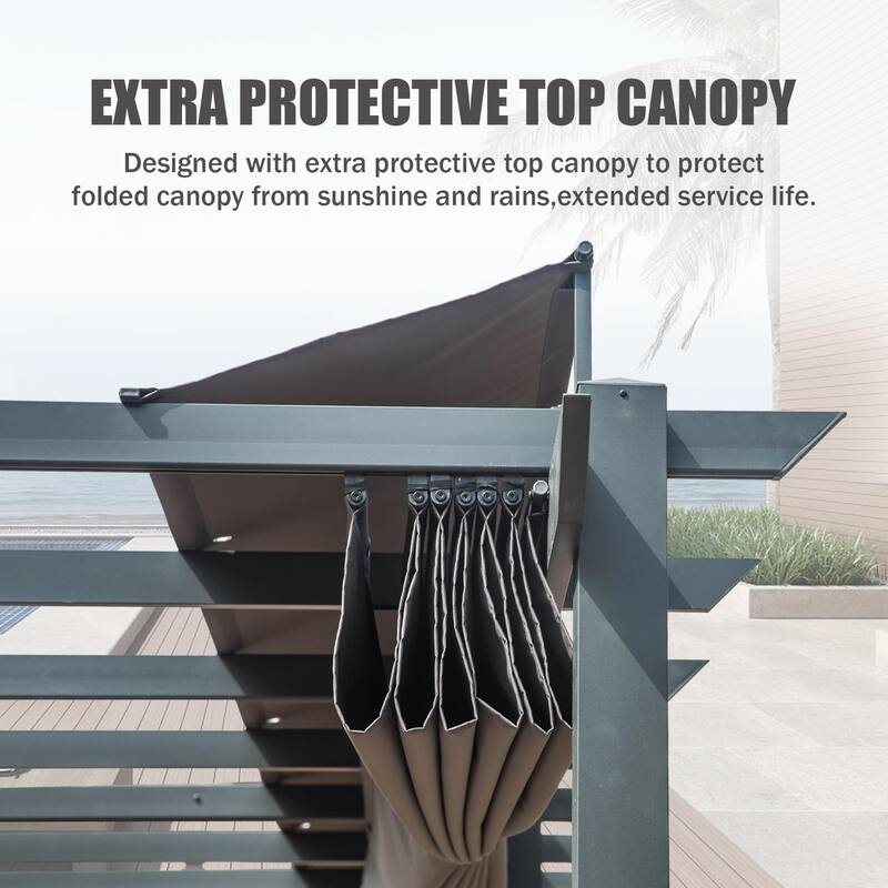 GDFStudio - Jonathan Miller Retractable Pergola with Weather-Resistant Canopy for Outdoor Living Spaces