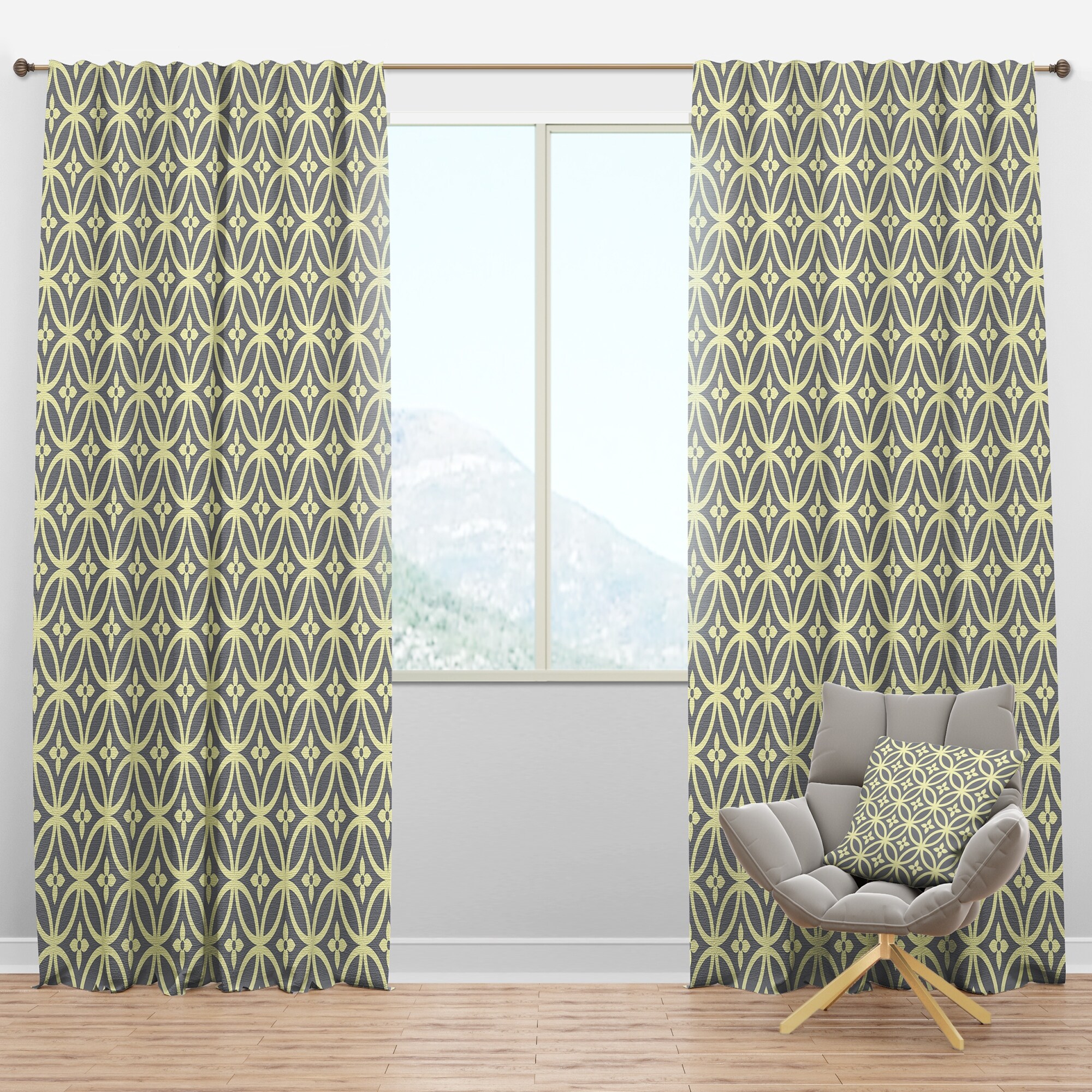 Designart Retro Ornamental Pattern Ii Mid Century Modern Blackout Curtain Panel Overstock 33125769