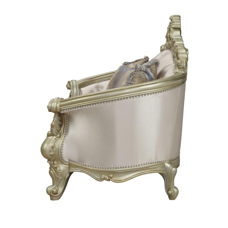 Corvallis Cream and Golden Ivory Button-Tufted Loveseat