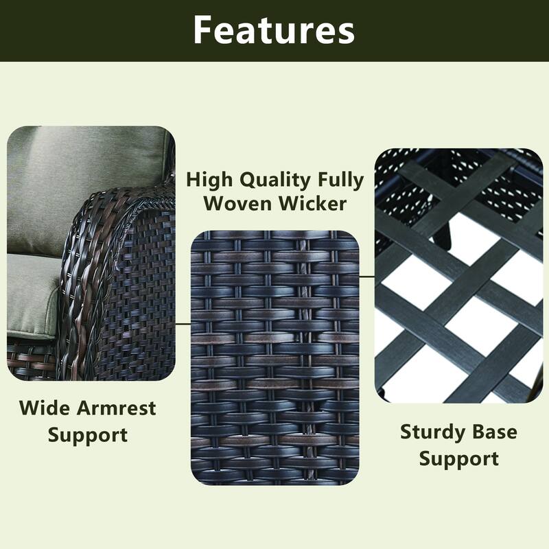 Outdoor Swivel Rocker Patio Chairs with Table Set of 2