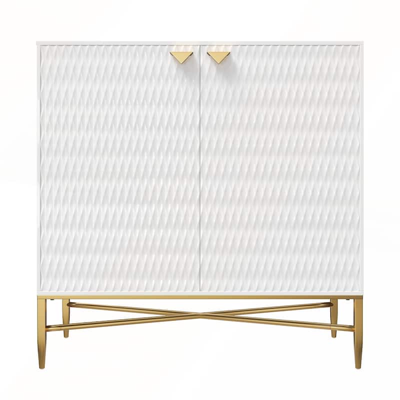 White Modern 2-Door Locker Accent Cabinet