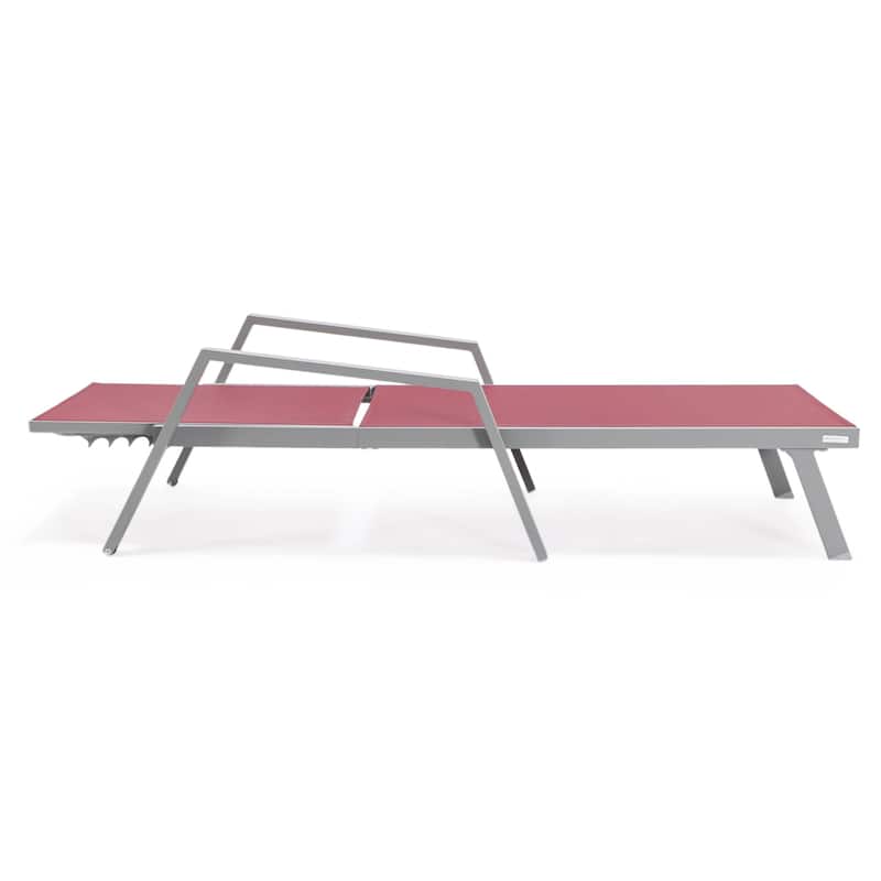 LeisureMod Set of 2 Stackable Beach Pool Sunbathing Chaise Loungers - Adjustable Outdoor Sun Lounge Chairs for Patio Backyard