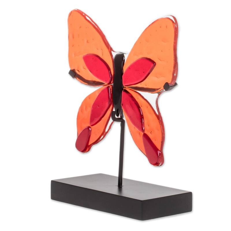 Novica Handmade Flight Of Color In Red Art Glass Sculpture