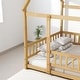 preview thumbnail 20 of 36, Twin / Full Size Wooden House Bed with Fence and Roof bed Frame, Montessori Style Floor Bed for Kids
