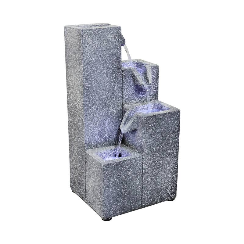 15.7in H Tabletop Water Fountain w/LED Light for Home and Office Decor