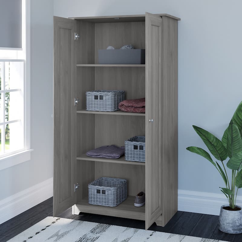 Cabot Espresso Oak Tall Storage Cabinet with Doors - 31.38"L x 16.30"W x 61.14"H