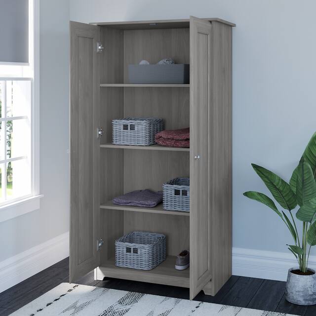 Cabot Espresso Oak Tall Storage Cabinet with Doors