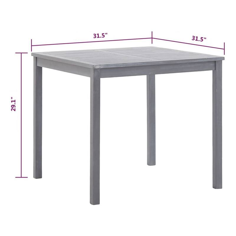 31.5 in. Sanded Gray Square Wood End Table with Slatted Design