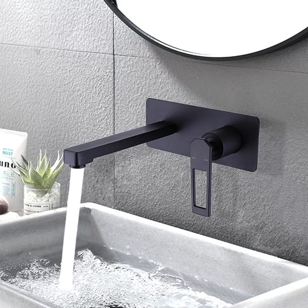 slide 2 of 11, Stylish Single Handle Wall Mounted Bathroom Faucet Single Hole With Deck Plate