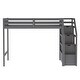 preview thumbnail 11 of 29, Twin Over Full Loft Bed with Staircase, Storage, Reversible Ladder, Grey