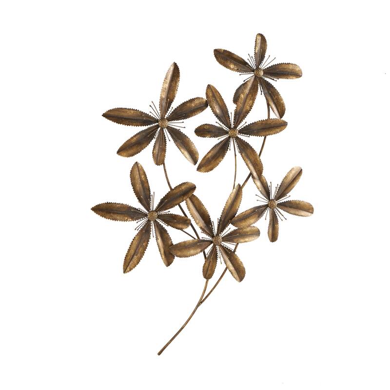 Gold Metal 3D Floral Home Wall Decor