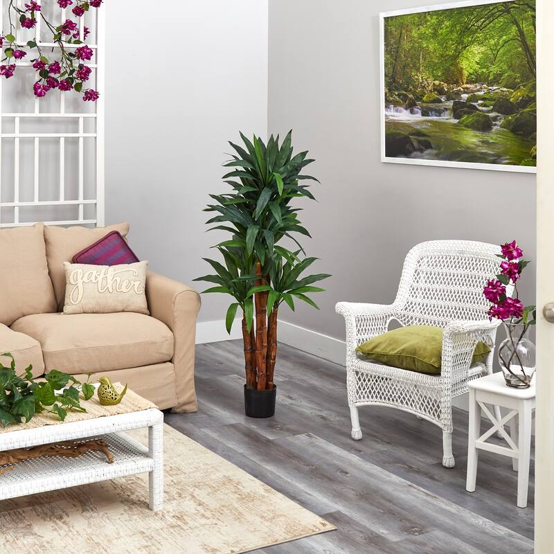 Rustic Artificial Flowers Arrangement in Vase Home Decor Farmhouse Floral Centerpiece - Green - 60