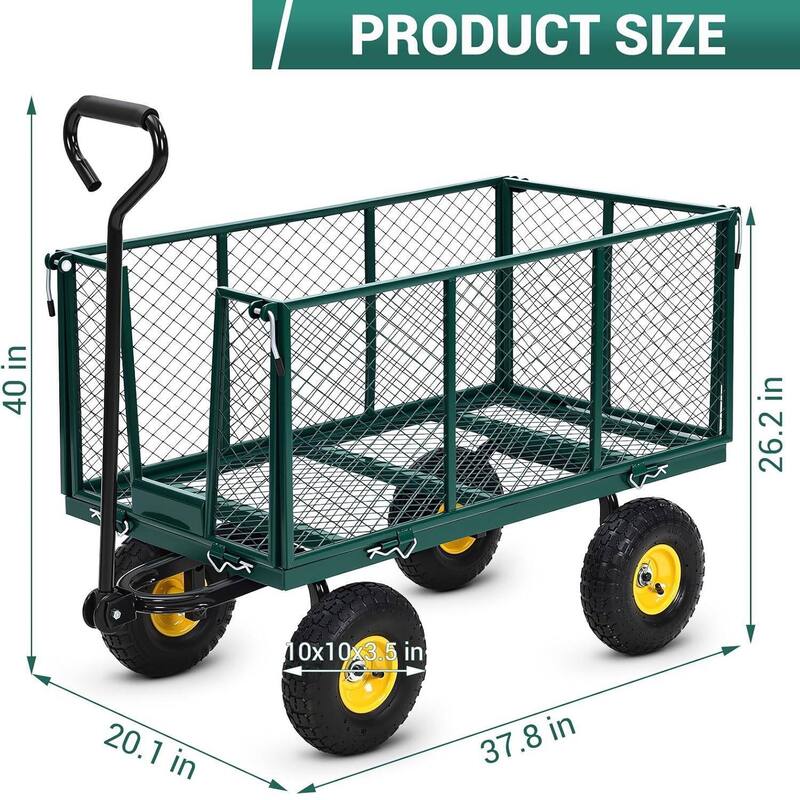 1100 Lbs Capacity Garden Wagon Carts on Wheels for Lawn Garden Yard