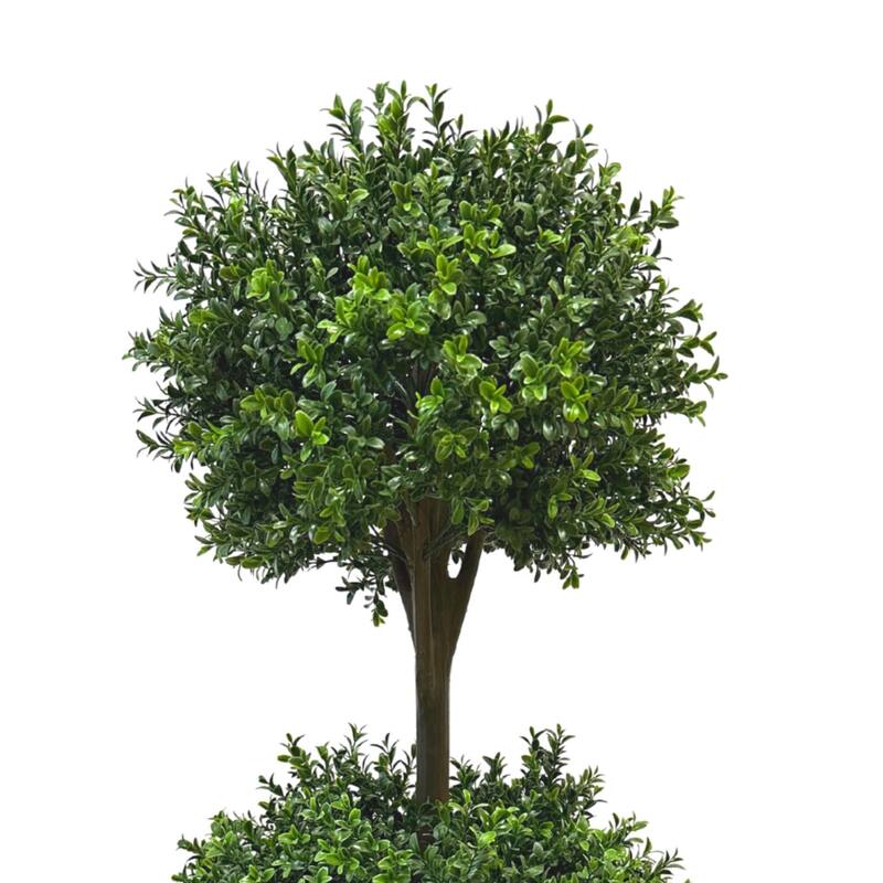 5 ft UV Rated Outdoor Boxwood Topiary in a Fiberstone Pot - Green
