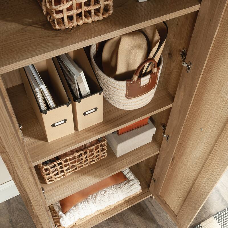 Wood Storage Cabinet with Rustic Farmhouse Style, Brown - 31.97"W x 17.24"D x 71.38"H