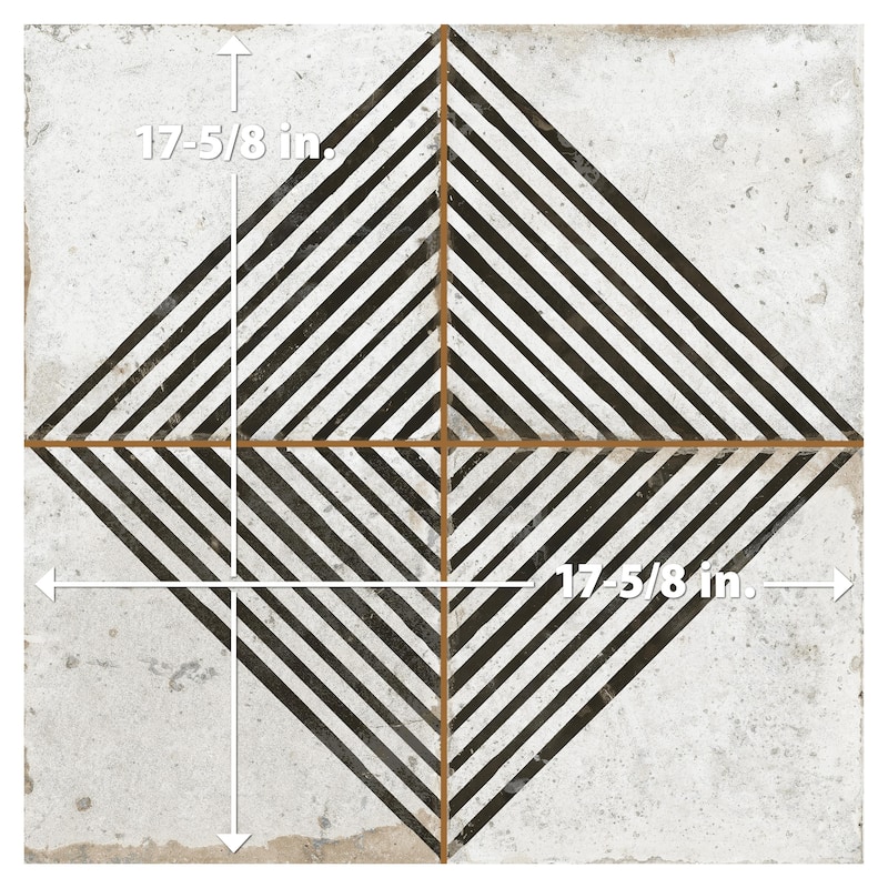 Merola Tile Kings Rombos Nero 17-5/8" x 17-5/8" Ceramic Floor and Wall Tile