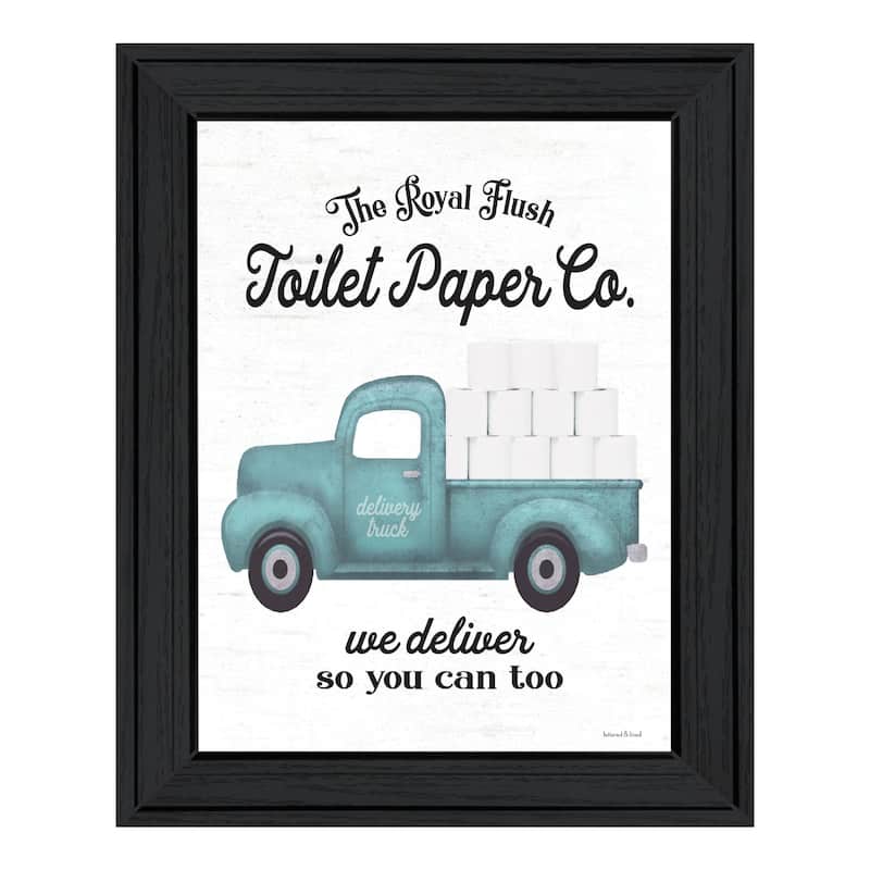 TrendyDecor4U Contemporary "Toilet Paper Co." Framed Print Wall Art - Charcoal