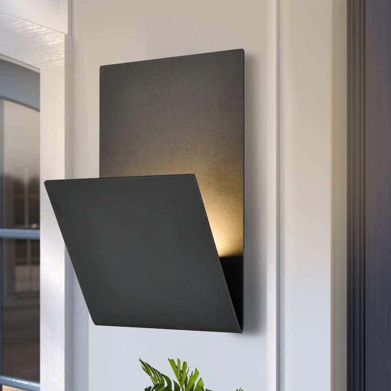 C Cattleya 11" Modern Matte Black Integrated LED Outdoor Wall Light - Matte Black