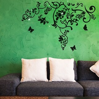 Shop Walplus Wall Sticker Decal Butterfly Vine Swarovski Crystal Home Decor On Sale Overstock 32007198