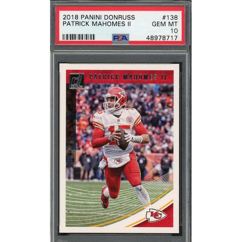 Patrick Mahomes 2018 Panini Donruss Football Card #138 Graded PSA 10 - 8'6" x 11'6"