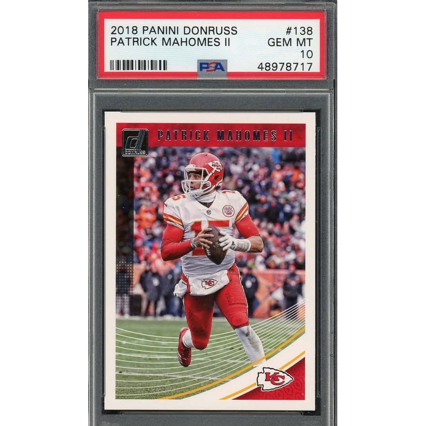 Patrick Mahomes 2018 Panini Donruss Football Card #138 Graded PSA 10 - 8'6" x 11'6"