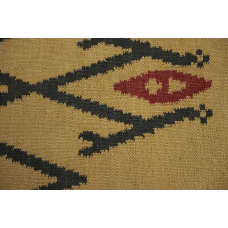Hand Woven Oriental 100% Wool Carpet Southwestern Tribal Yellow & Gold Kilim Area Rug - 6' 7'' X 3' 8''