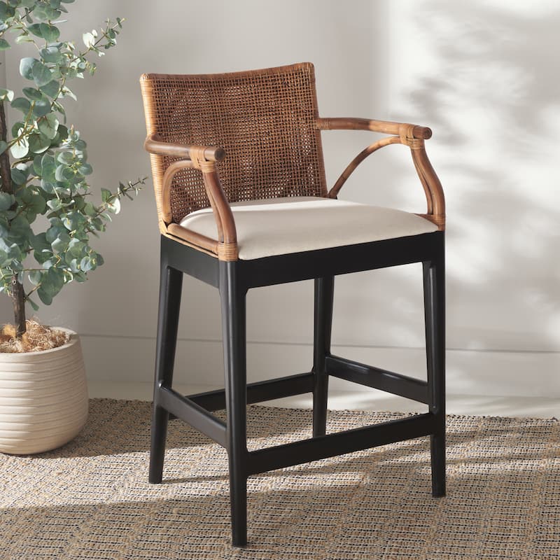 SAFAVIEH Gianni 26-inch Counter Stool - 22"W x 21"D x 36"H - Brown/Black